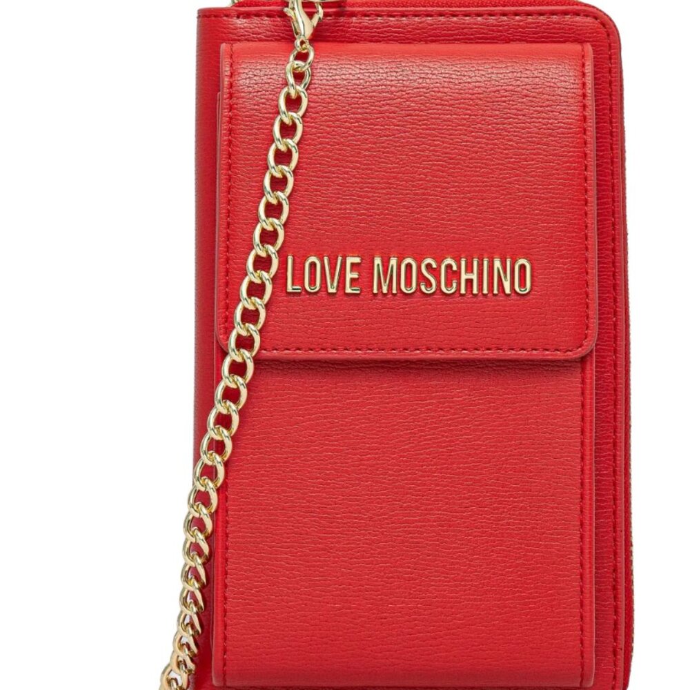 NEW Love Moschino Women's Red Logo-Lettering Wallet On Chain